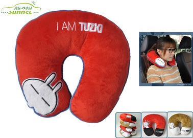 type rouge de Tuzki U de bande dessinée oreiller mol superbe de repos de tête de siège de voiture avec le logo de broderie