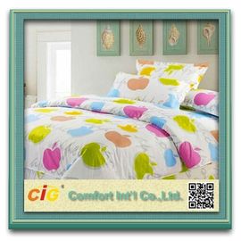 La literie imprimée de Peached de tissu de drap de peau de pêche couvre le tissu de polyester rouge/bleu/rose