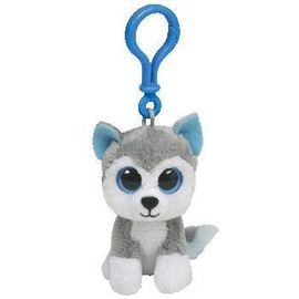 Jouet enroué Keychain, blanc de peluche de peluche de chien gris/blanc/riz