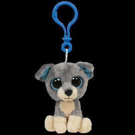 Jouet enroué Keychain, blanc de peluche de peluche de chien gris/blanc/riz